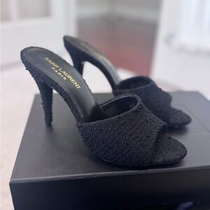 Saint Laurent Black Textured Heels